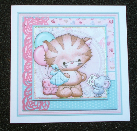 POORLY KITTY GET WELL SOON 8x8 Decoupage Mini Kit by Jennie Furness