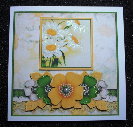 Vintage Grunge Card Kit  Flowers and Laces yellow green 1150 by Jennie Furness