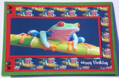 Green Tree Frog Two in One Card Front by Jennie Furness