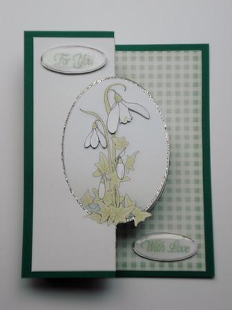 Snowdrop Fold Back Card with Decoupage by Jennie Furness