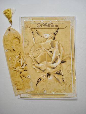 Yellow Rose Happy Birthday Get Well Soon Bookmark Keepsake by Jennie Furness