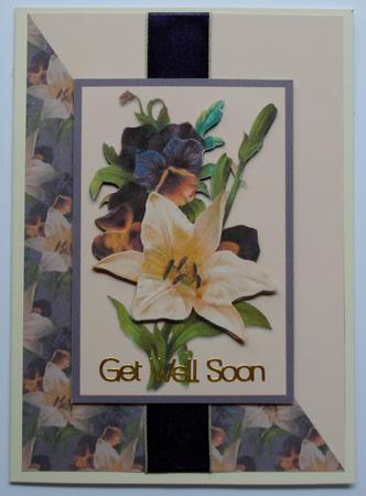 Cream and Purple Flower Card Front by Jennie Furness