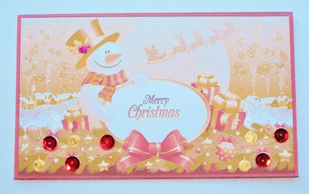 Christmas Money Wallet Envelope Gold Snowman by Jennie Furness