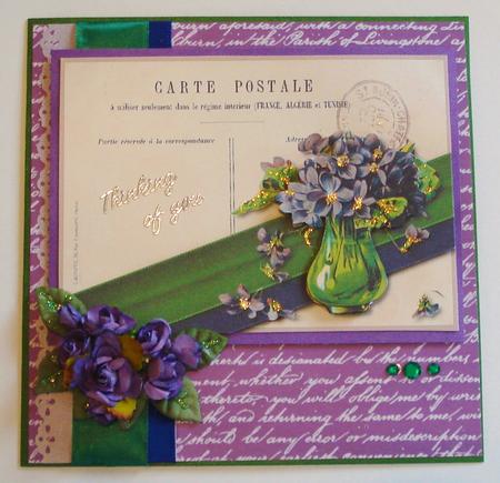 Vintage Purple Flowers Postcard Quick Card by Jennie Furness