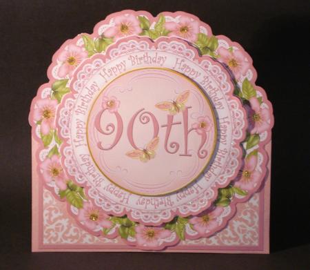 Pink Blossom Happy 90th Birthday 3D Picture Doily C & E Kit by Jennie Furness