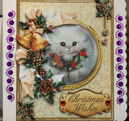 A5 Christmas Bells - Kitten by Jennie Settle