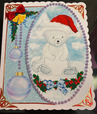 Polar bear Christmas card front by Jennie Settle
