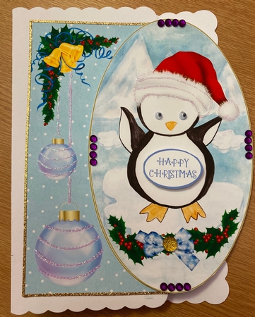 Polar Penguin Christmas card front by Jennie Settle