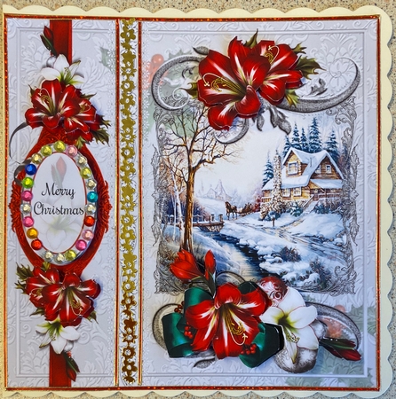 Winter Scene Christmas Card Front With Decoupage by Jennie Settle