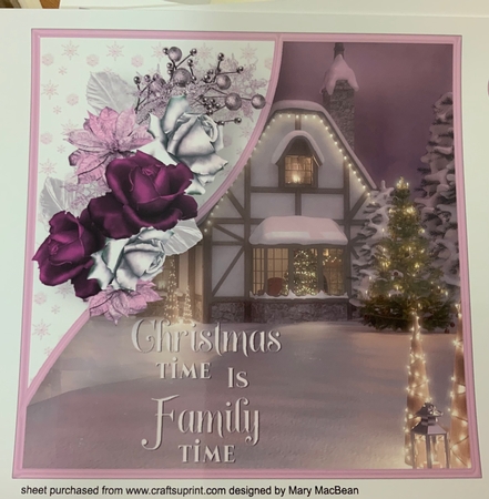 Family Christmas - Decoupage Corner Card Mini Kit by Jennie Settle