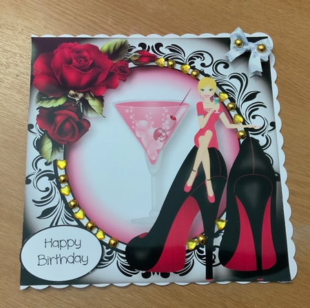 Stilettos & Cocktails - Magenta - Version 1 8x8 by Jennie Settle