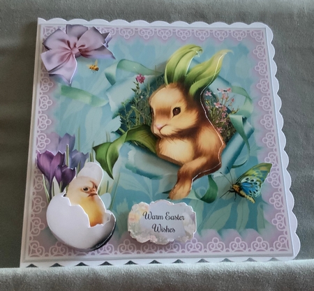 Easter Bunny Card Front With Decoupage by Jennie Settle