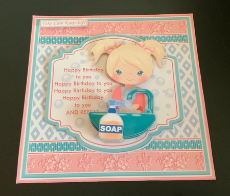 A BIRTHDAY HAND WASH 7.5 Decoupage & Insert Card Kit by Jennie Settle
