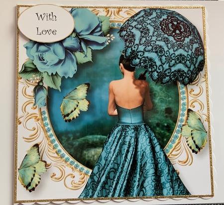 Parasol Spring In Blue 8x8 by Jennie Settle