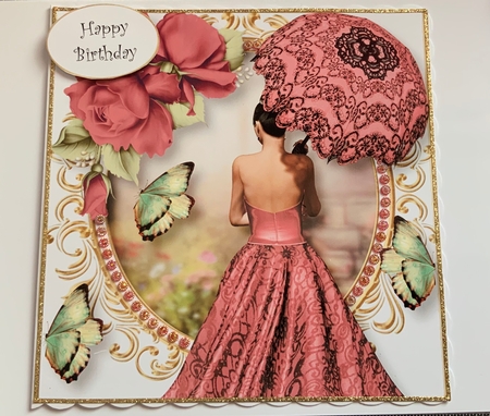 Parasol Spring In Dusky Pink 8x8 by Jennie Settle