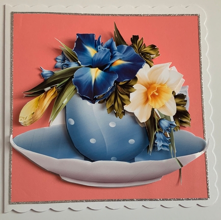 Floral Teacup & Saucer Decoupage Sheet - Iris Spring by Jennie Settle