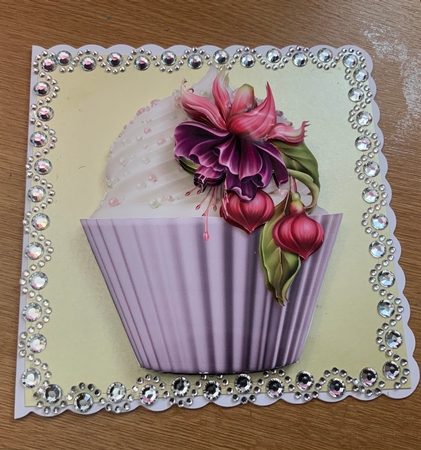 Floral Cupcake Decoupage Sheet - Fuschias by Jennie Settle