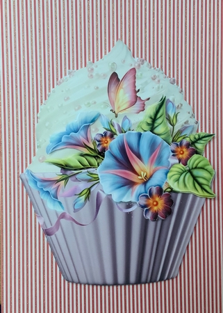 Floral Cupcake Decoupage Sheet - Morning Glory by Jennie Settle