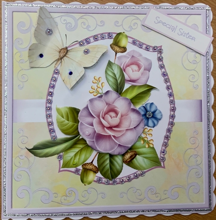 Camelia in bloom 7x7 card by Jennie Settle