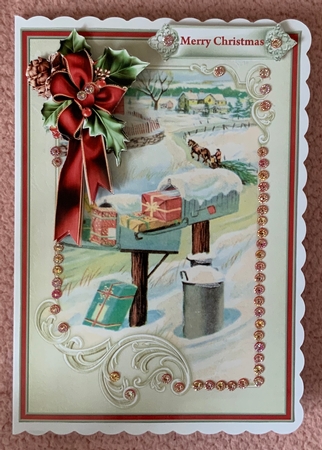 The mailbox at Christmas A5 card by Jennie Settle