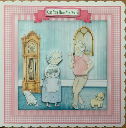 Can You Hear Me Dear? 8 x 8 card Topper & Decoupage by Jennie Settle