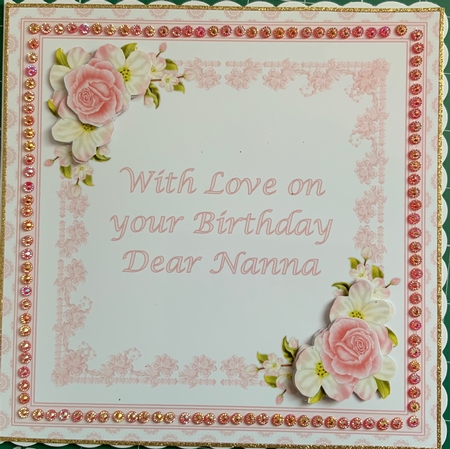 8 x 8 Apple blossom card front (Nanna). by Jennie Settle