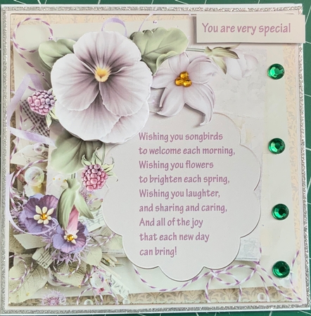 Summer pansy approx 6x6 card by Jennie Settle