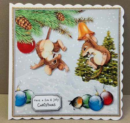Christmas frolicking mice by Jennie Settle