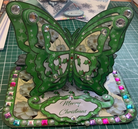 Butterfly easel Christmas Rose by Jennie Settle