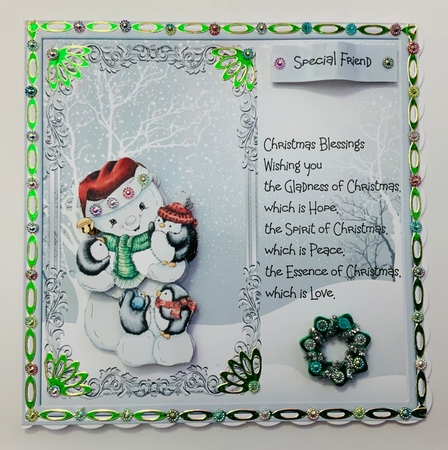 Snowman and penguins chillin 7x7 by Jennie Settle