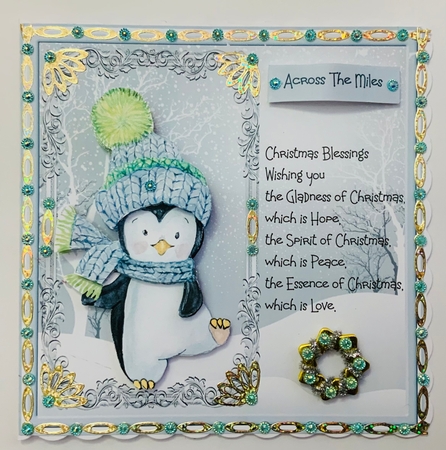 Dancing penguin 7x7 card by Jennie Settle