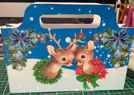 Pretty tote  bag  with snow scene and reinders  by Jennie Settle
