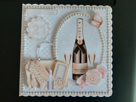 Champagne card mini kit & decoupage by Jennie Settle