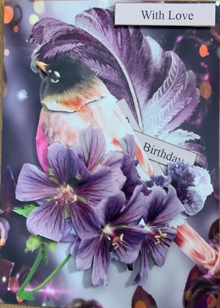 Feather Bird Topper with Decoupage by Jennie Settle