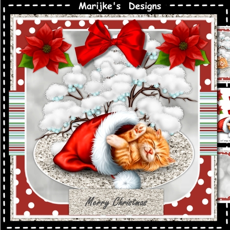 Cute Kitten In Santa Hat Mini Kit by Jennie Settle
