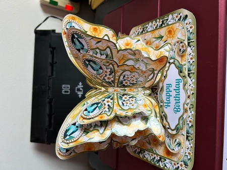 Daffodil, Jonquil & Aquamarine (March) Butterfly Easel Card by Jennie Settle