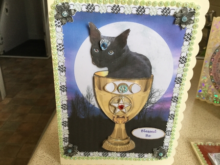 Mystic Mog the Wiccan Witches Cat Decoupage Card Sheet by Jennie Settle