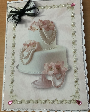Pink and White Wedding Cake with Wedding Verse A5 by Jennie Settle