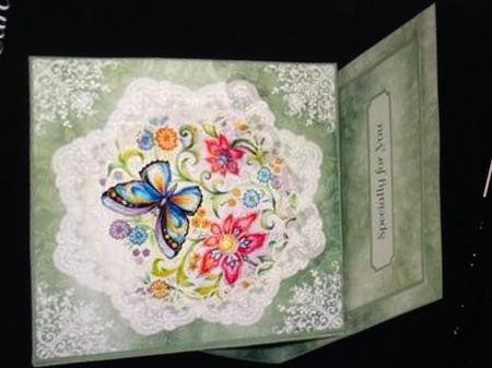 Lace & Pearls Abstract Flowers & Butterfly by Jennie Settle