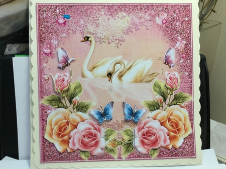 Swans Card Topper for Wedding Day/wedding Anniversary by Jennie Settle