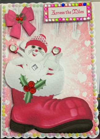 Cute Little Mouse in Pink Santa Boot by Jennie Settle