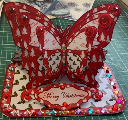 Layered Butterfly Easel - Christmas Trees and Holly by Jennie Settle