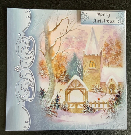 Watercolour Snowy Christmas Church by Jennie Settle