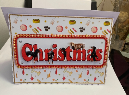 Doberman Christmas Name Sign 3D Decoupage by Jennie Settle
