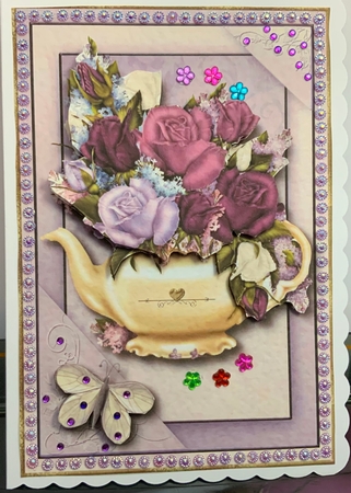 Flowers in a Teapot Card Topper 1 by Jennie Settle