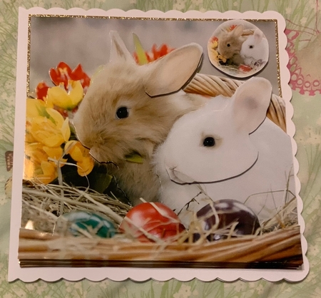 Spring Time - Eostra Easter - Cute Bunnies in a Basket +tag+ by Jennie Settle