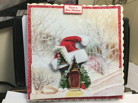 Yule Tide Magic - Christmas Hat House - 3D Decoupage kit + Insert & Gift Tag by Jennie Settle