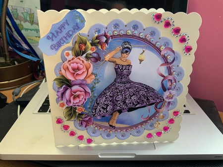 Lilac 1950s Lady Scalloped Round Topper & Decoupage by Jennie Settle