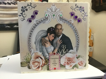 8x8 Mixed Race 1 Wedding or Anniversary Card by Jennie Settle