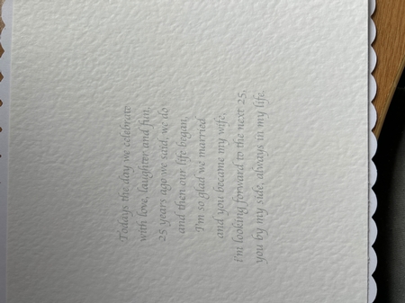 Special Anniversary Wishes with Verse , Silver by Jennie Settle
